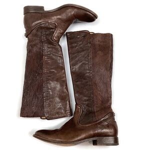 Frye Brown Leather Melissa Scrunch Tall Boots Size 8